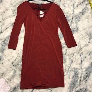NWT Forever 21 Criss Cross Dark Red Dress